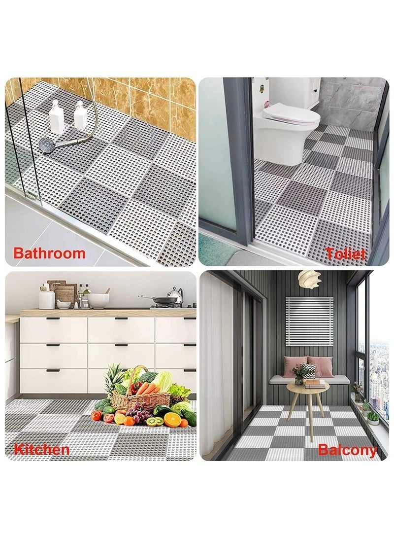 Arabest 12 Pack Interlocking Non Slip Drainage Floor Tiles, 11.8 X 11.8 Inch, Soft PVC Bath Shower Floor Mat with Suctions Cups, Drainage Holes, for Bathroom,Kitchen, Pool,Wet Areas - Image 3